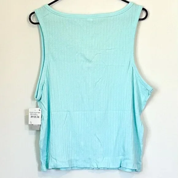 NWT BP by Nordstrom Textured Henley Tank Top in Teal Paradise - 3X - Picture 6 of 6